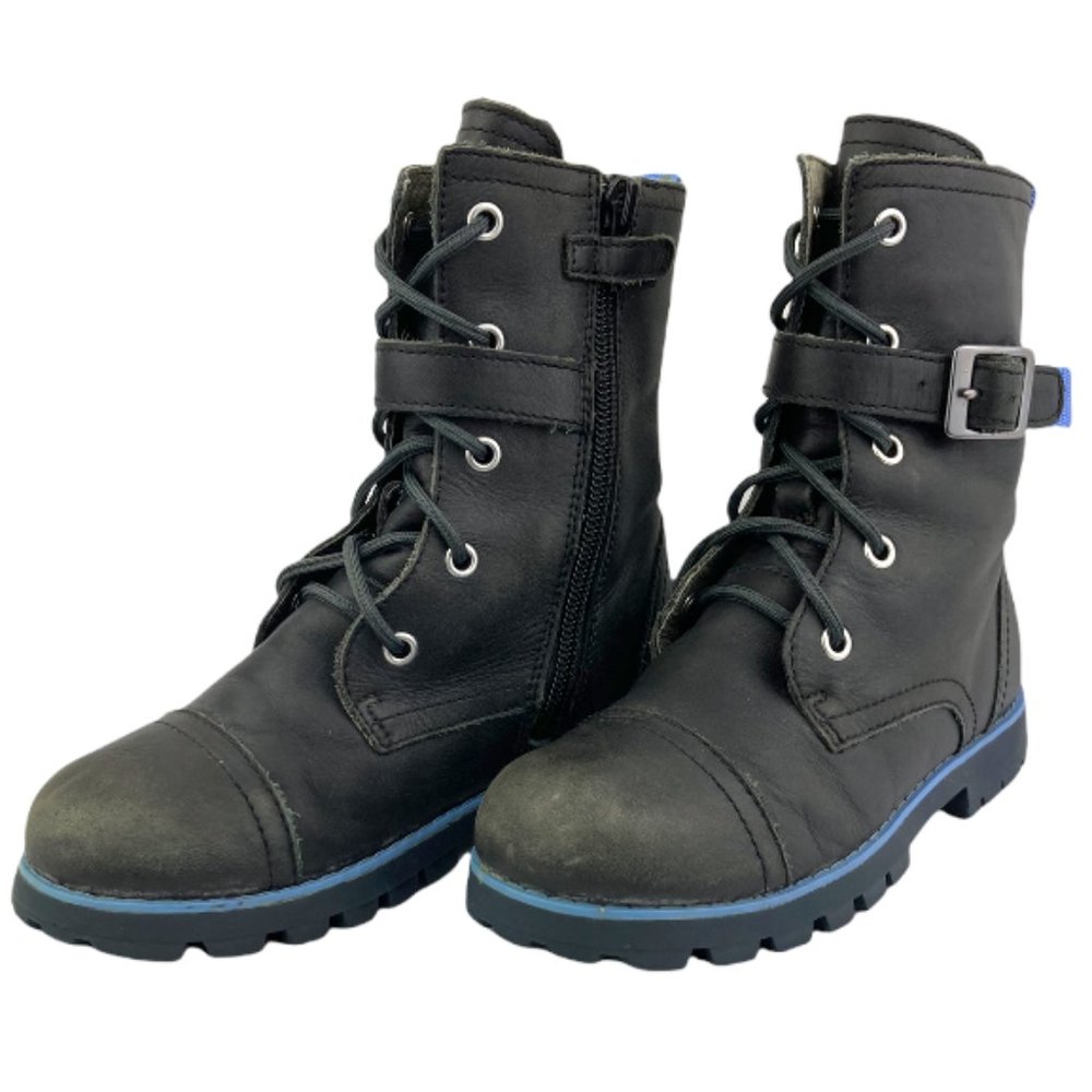 Camper Kids Moto Combat Tall Leather Boots Size 12